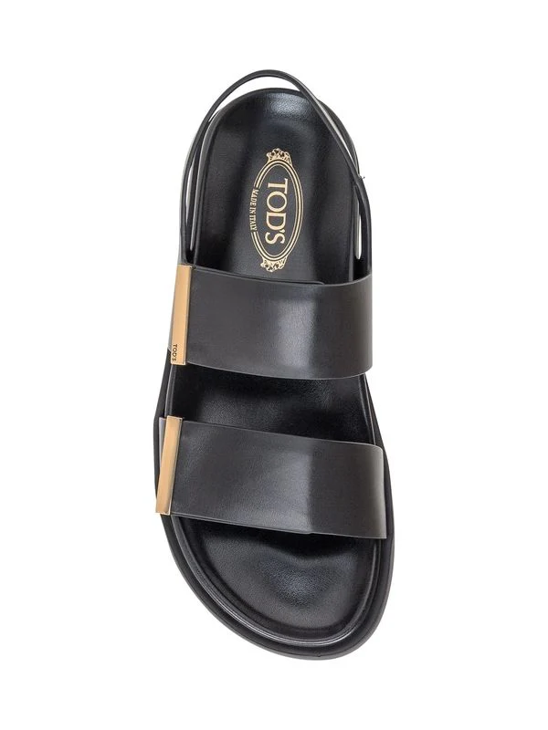 Metal Logo Leather Sandals - Image 4