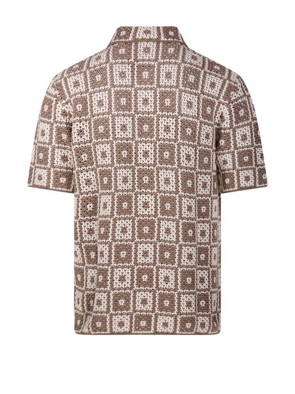Open Work Crochet Knit Shirt - Image 3