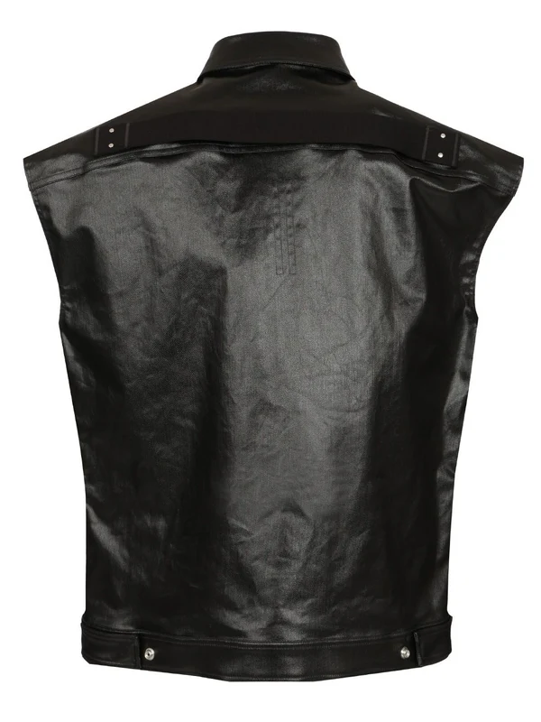 Sleeveless Coated Denim Shirt - Image 2
