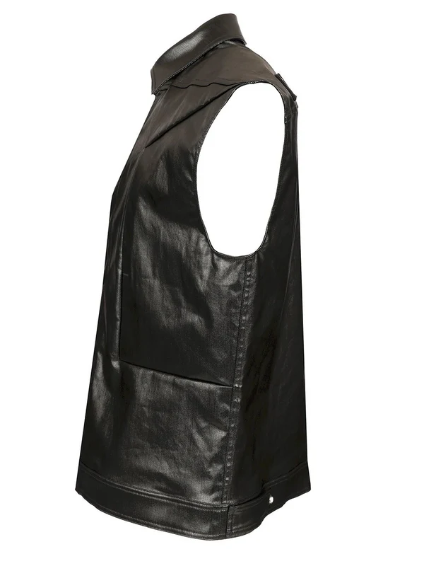 Sleeveless Coated Denim Shirt - Image 3