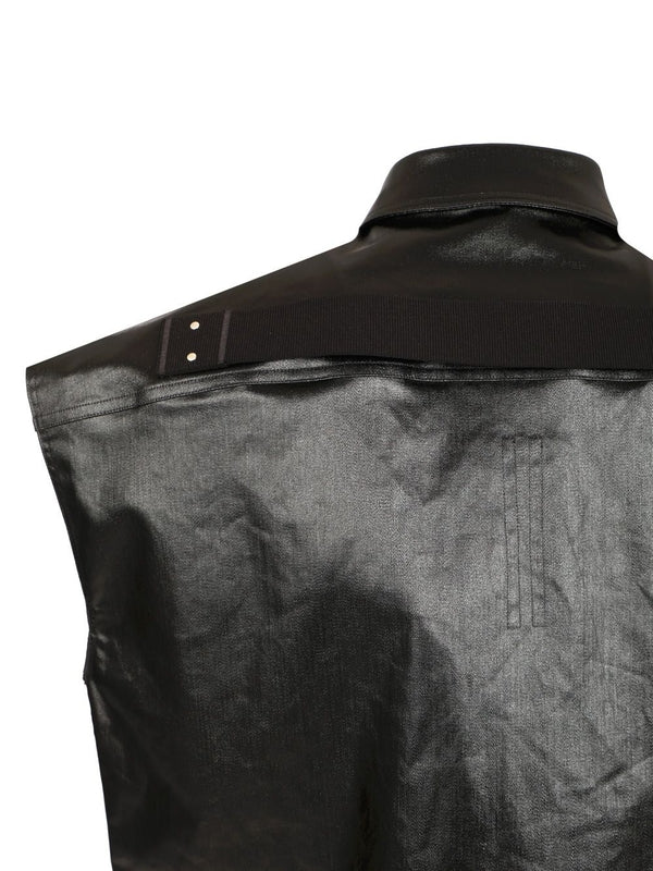 Sleeveless Coated Denim Shirt - Image 5