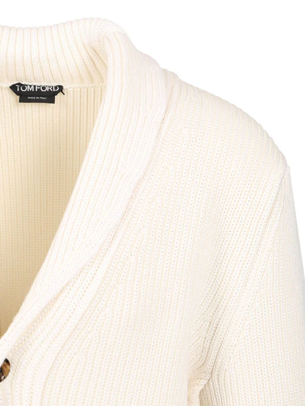 Shawl Collar Silk Wool Cardigan - Image 3