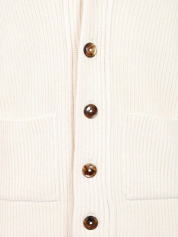 Shawl Collar Silk Wool Cardigan - Image 4