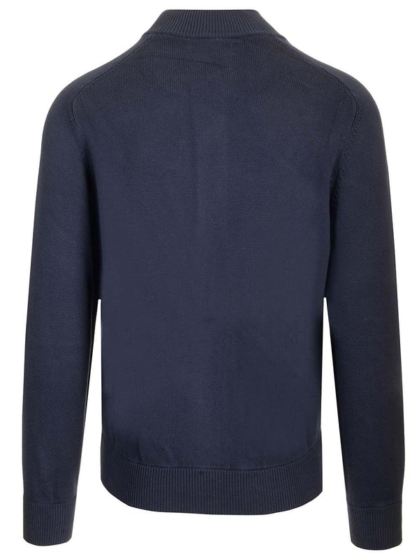 High Neck Ribbed Cotton Cardigan - Image 2