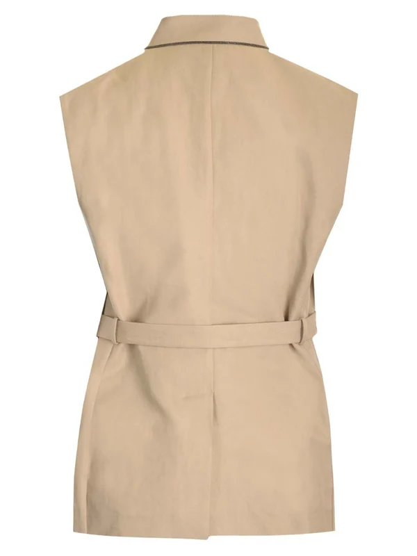 Belted Cotton Linen Vest - Image 2