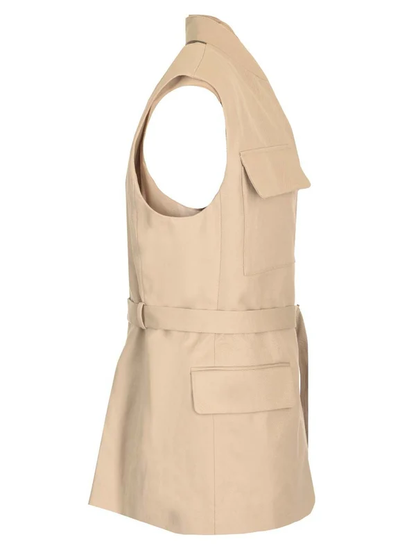 Belted Cotton Linen Vest - Image 3