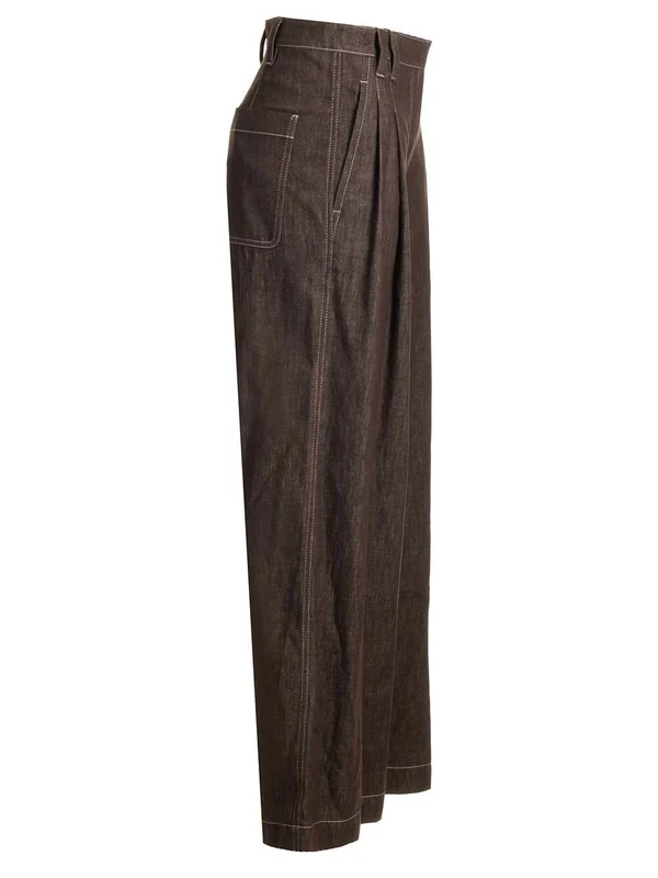 Wide Leg Fluid Denim Pants - Image 3