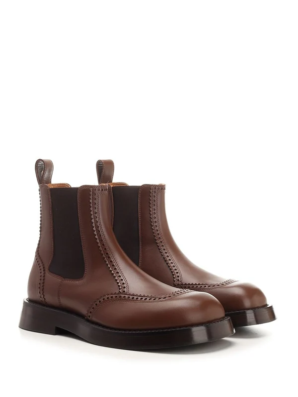 Brogue Leather Chelsea Boots - Image 2