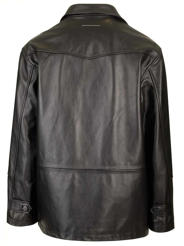 Flap Pocket Leather Jacket - Image 2