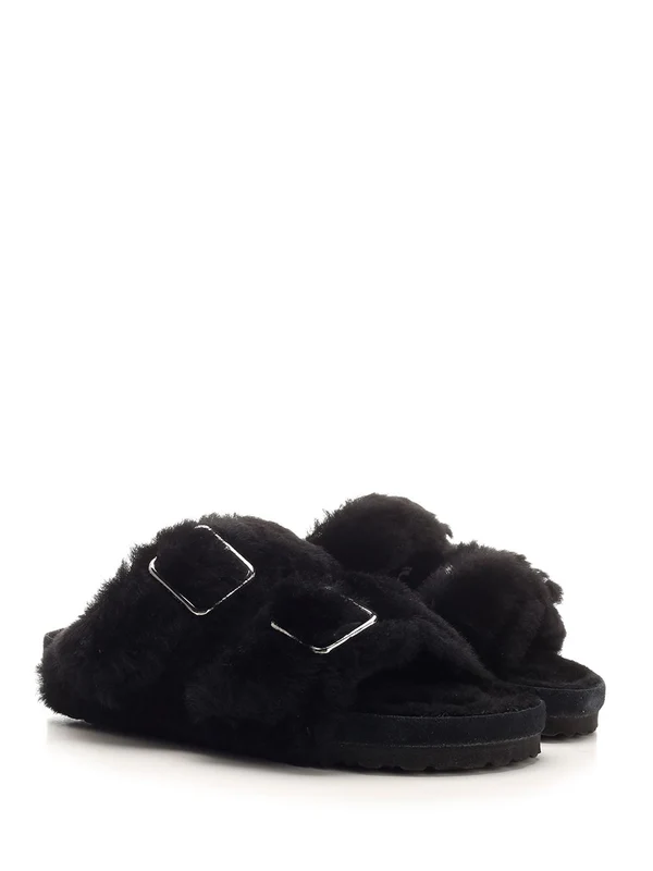 Arizona Big Buckle Shearling Sandals - Image 2