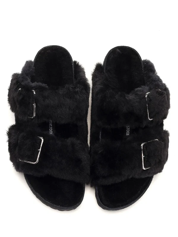 Arizona Big Buckle Shearling Sandals - Image 5