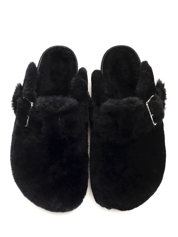 Boston Big Buckle Shearling Slides - Image 5