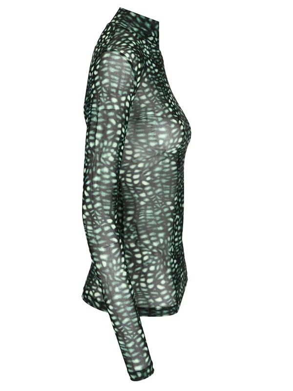 Stretch Tulle High-neck Sweater - Image 3