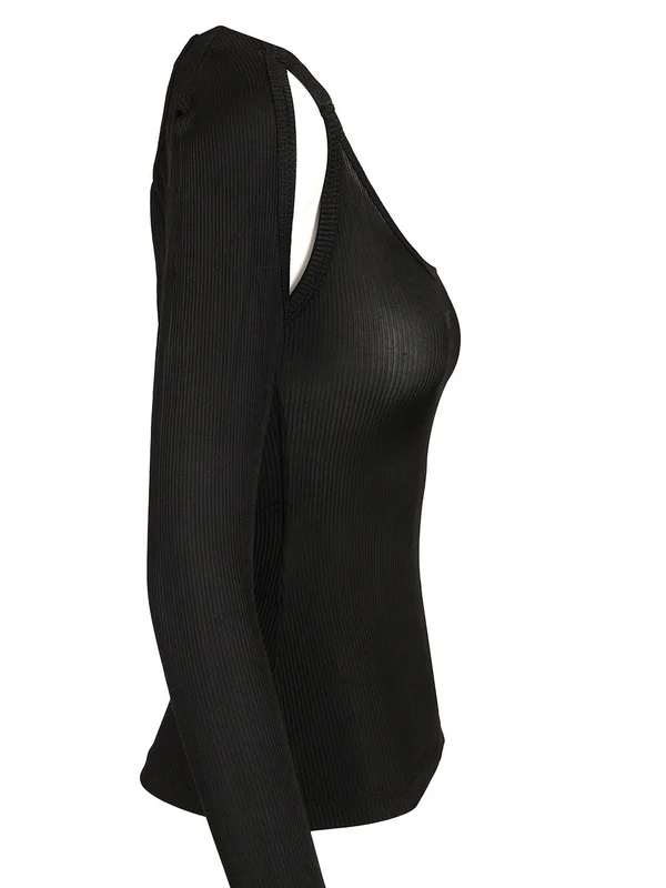 Cutout Detail Ribbed Top - Image 3