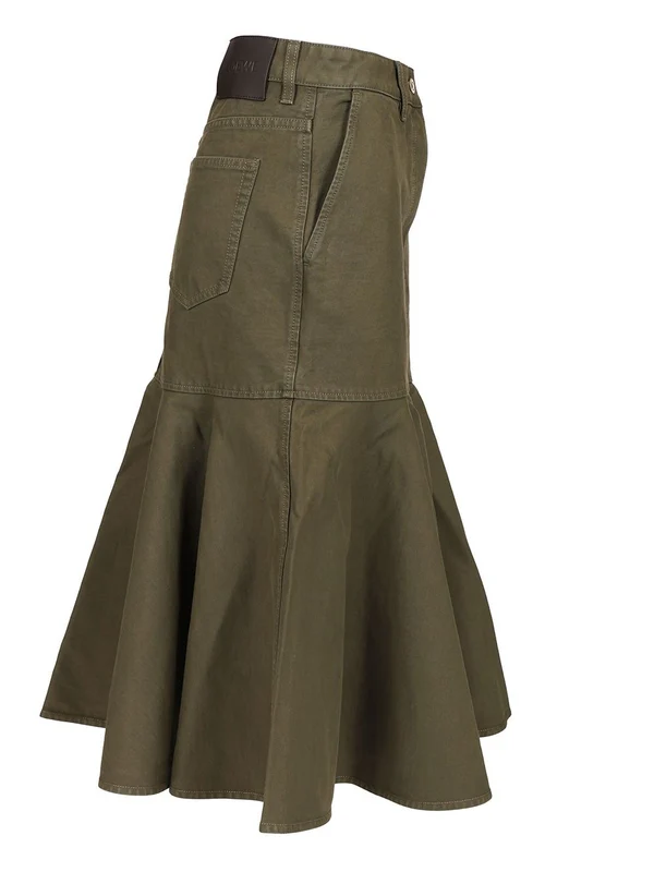 Flared Cotton Midi Skirt - Image 3
