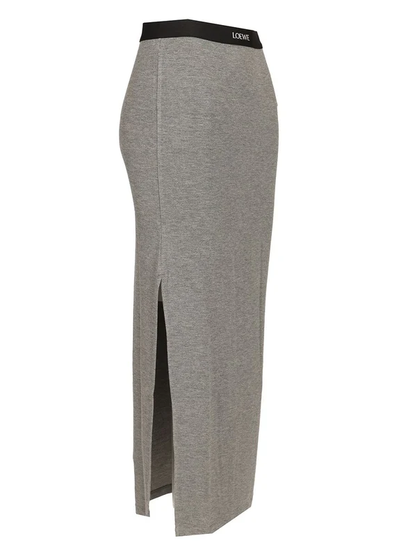 Slim-fit Logo Banding Long Skirt - Image 3