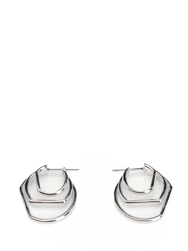 Stacked Hoop Silver Earrings - Image 2