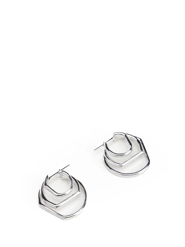 Stacked Hoop Silver Earrings - Image 3