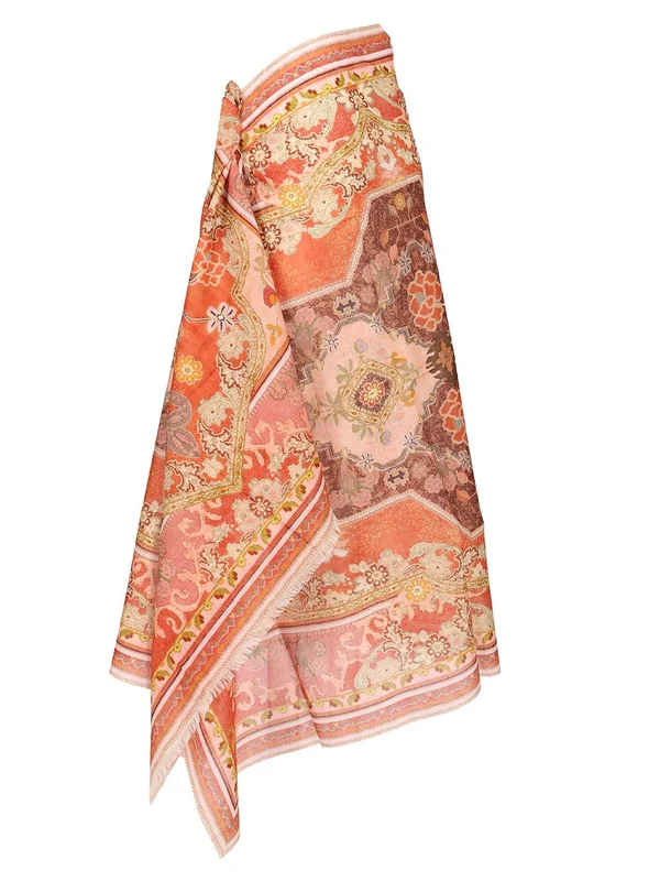 Sarong Flower Printed Skirt - Image 2