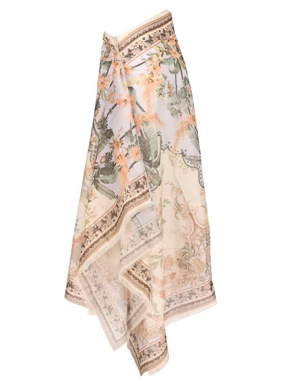 Sarong Flower Printed Skirt - Image 2