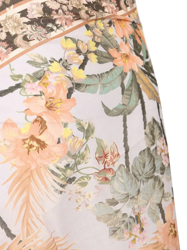 Sarong Flower Printed Skirt - Image 3