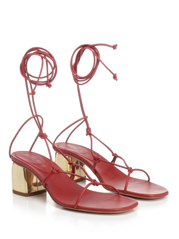 Gold Heel Leather Sandal Heels - Image 2