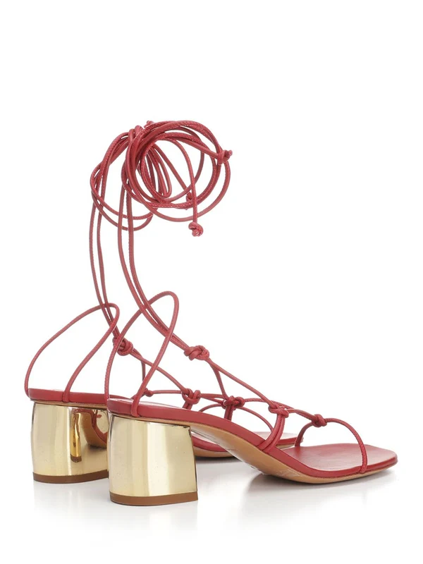 Gold Heel Leather Sandal Heels - Image 3