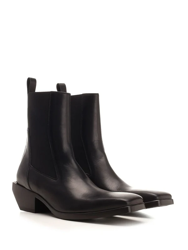 Cuban Heel Leather Ankle Boots - Image 2