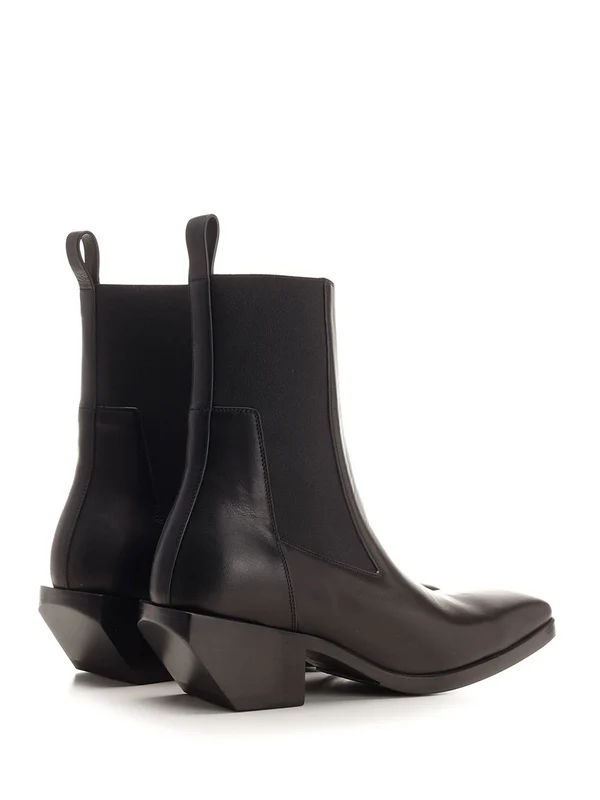 Cuban Heel Leather Ankle Boots - Image 3
