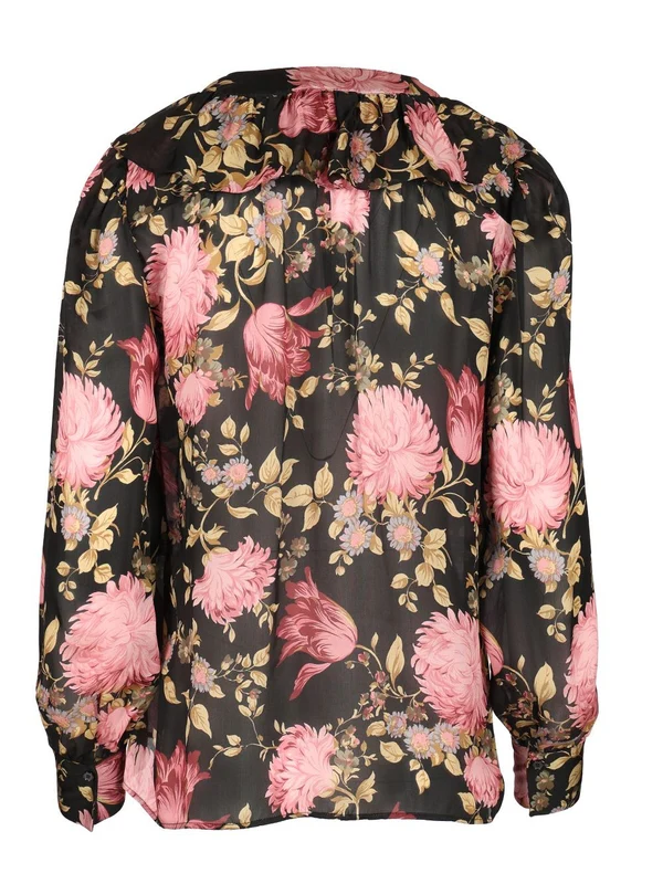Flower Pattern Silk Blouse - Image 2
