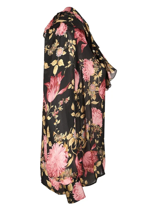 Flower Pattern Silk Blouse - Image 3