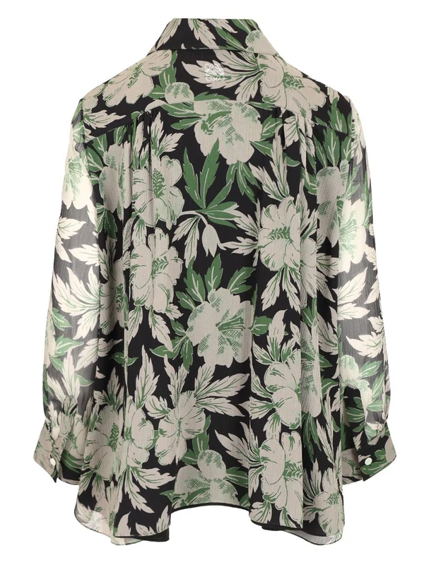 Flower Printed Silk Crepe Shirt - Image 2