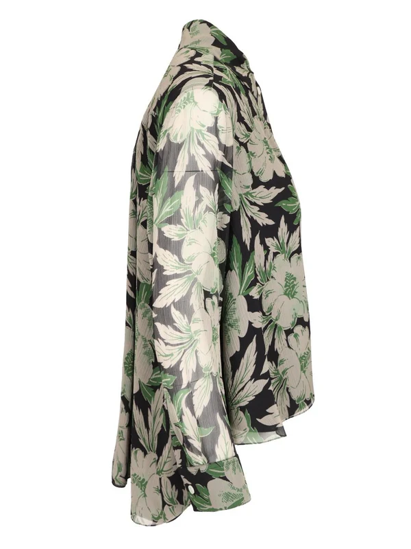 Flower Printed Silk Crepe Shirt - Image 3