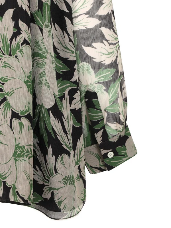 Flower Printed Silk Crepe Shirt - Image 5