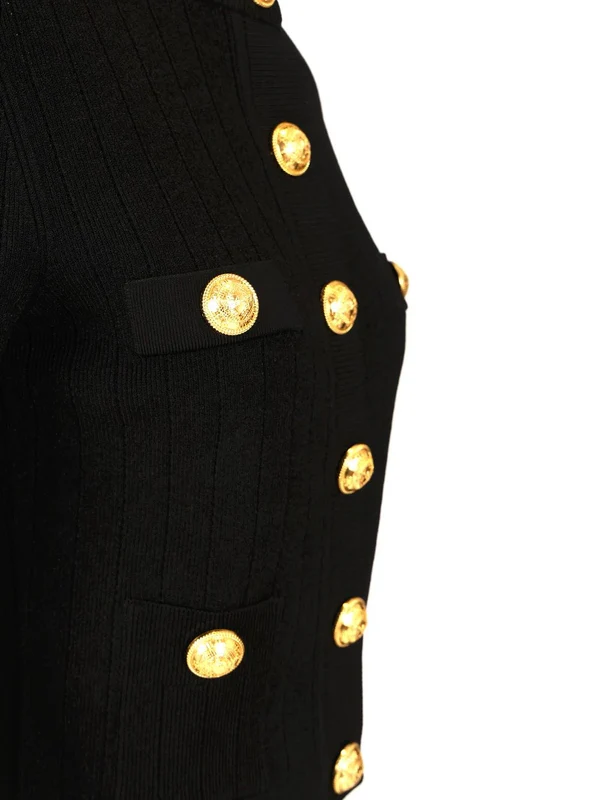 FINE Ribbed Knit Short Sleeve Cardigan - Image 3