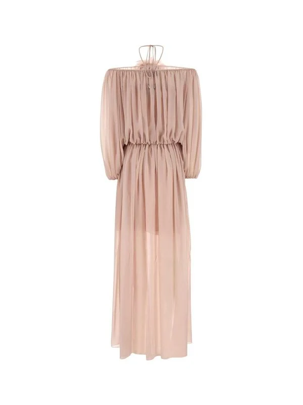 Flower Embellished Off-Shoulder Pleats Dress - Image 2