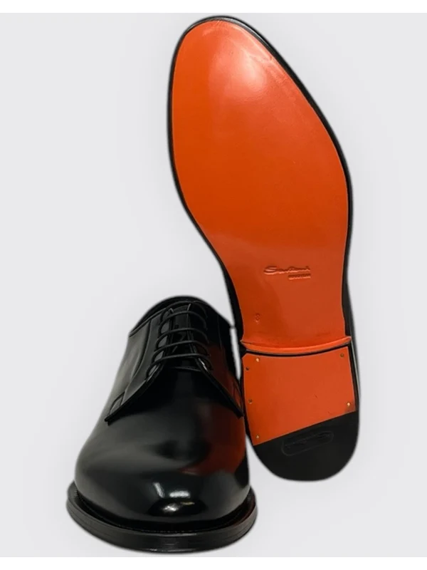 Black Leather Lace-Up Shoes - Image 3
