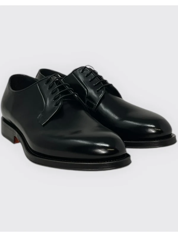 Black Leather Lace-Up Shoes - Image 4