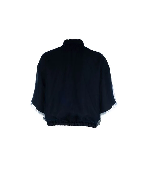 Sheer Detail Drawstring Hem Blouse - Image 2