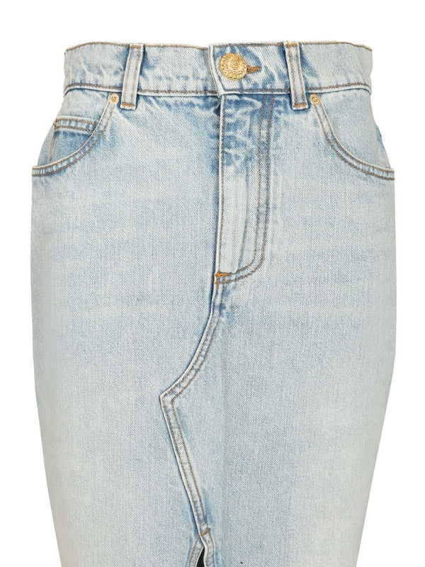 Washed Denim Midi Skirt - Image 3