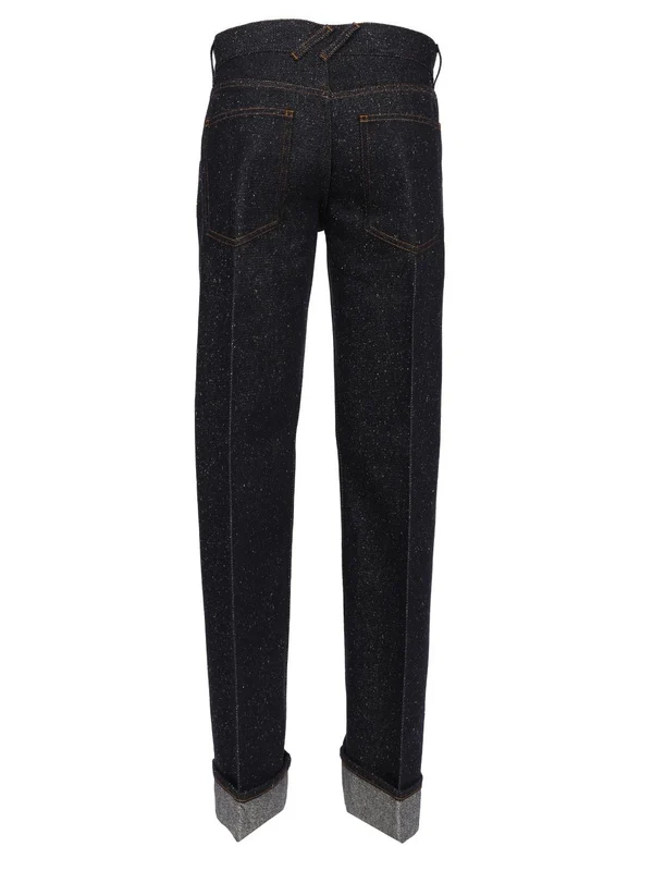 Cotton Blend Turn-Up Denim Pants - Image 2