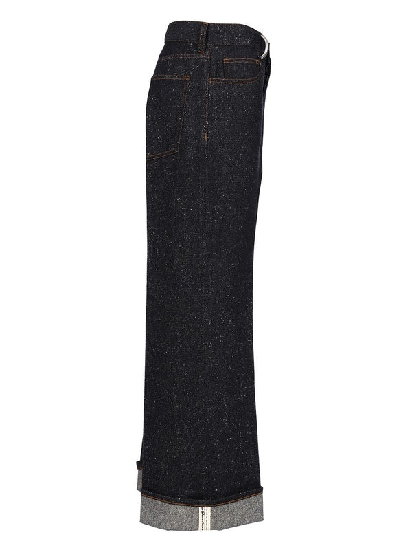 Cotton Blend Turn-Up Denim Pants - Image 3