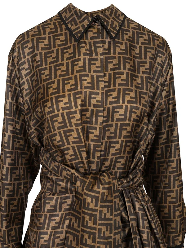 FF Logo Silk Twill Dress - Image 4
