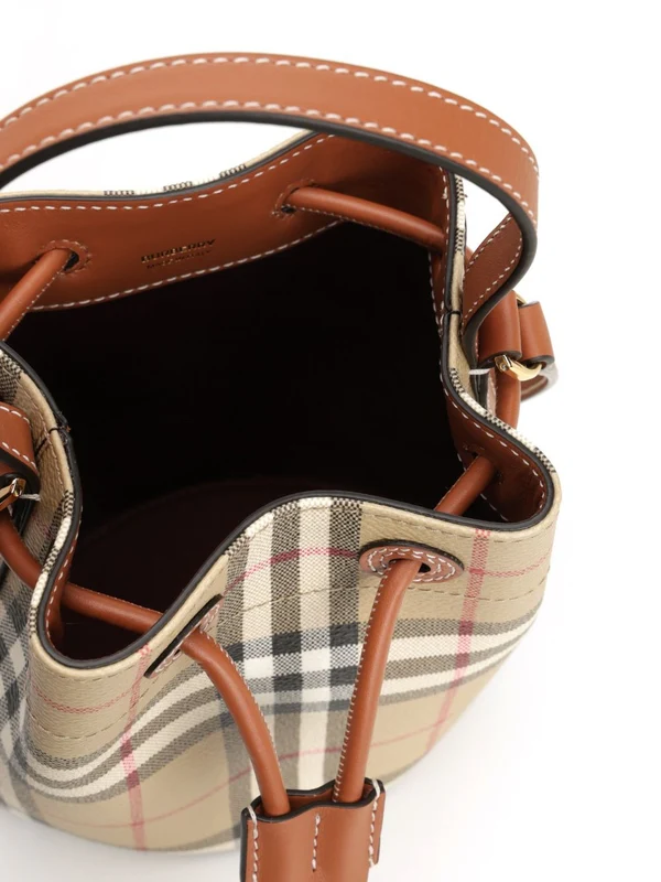 TB Check Pattern Mini Bucket Bag - Image 4