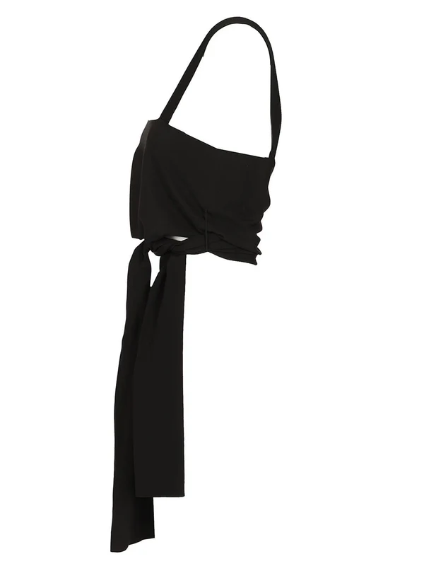 Cropped Silk Sleeveless Top - Image 3