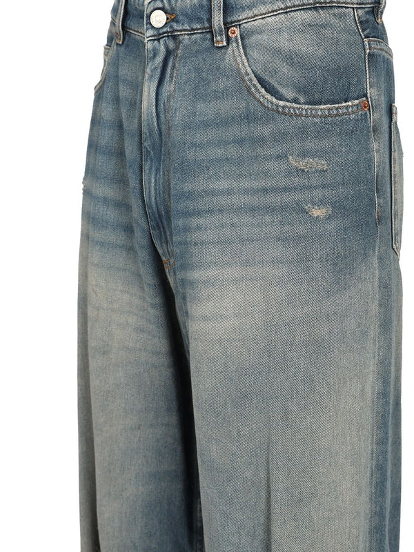 Vintage Finish Stonewashed Wide Denim Pants - Image 3
