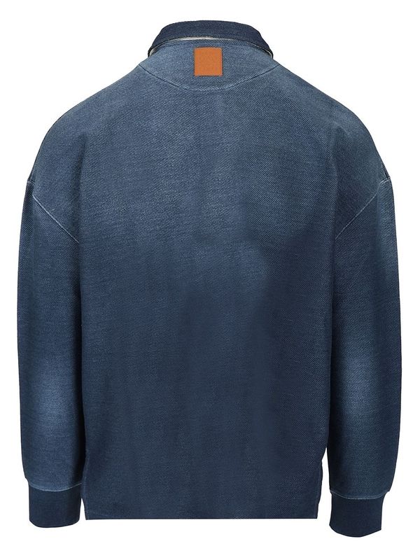 Denim-Effect Cotton Polo Shirt - Image 2