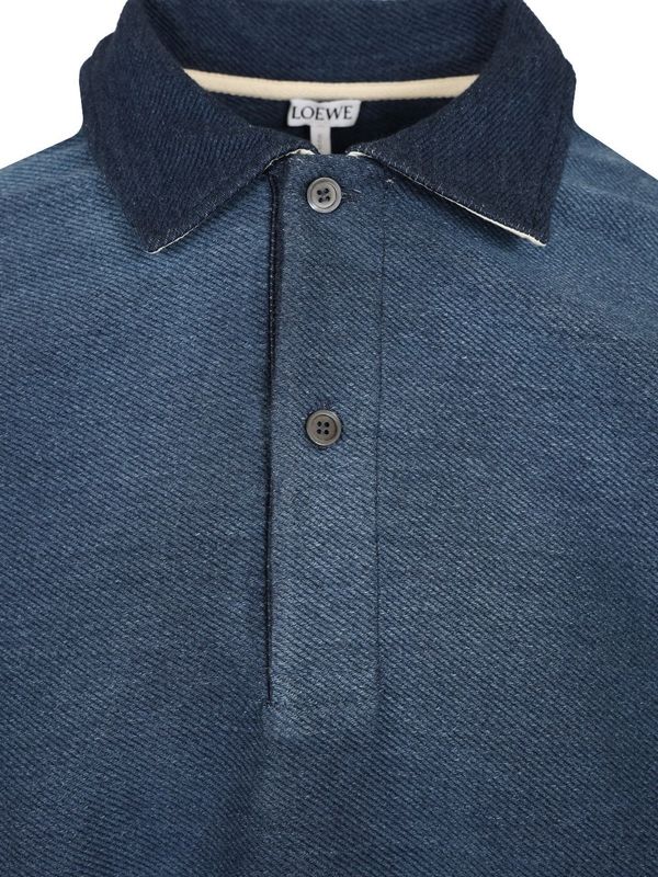 Denim-Effect Cotton Polo Shirt - Image 3
