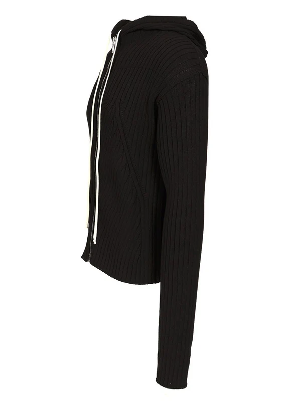 Ribbed Knit Zip-Up Hoodie - Image 3