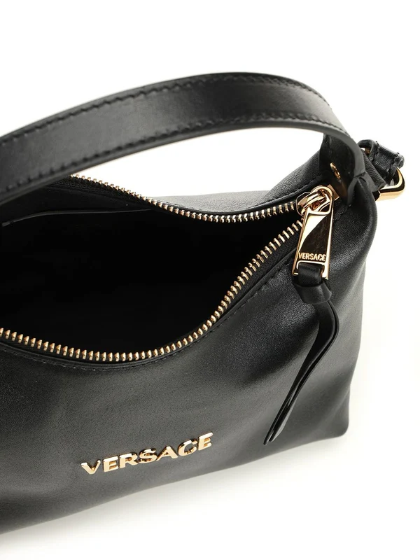 Metal Logo Hobo Leather Tote Bag - Image 4